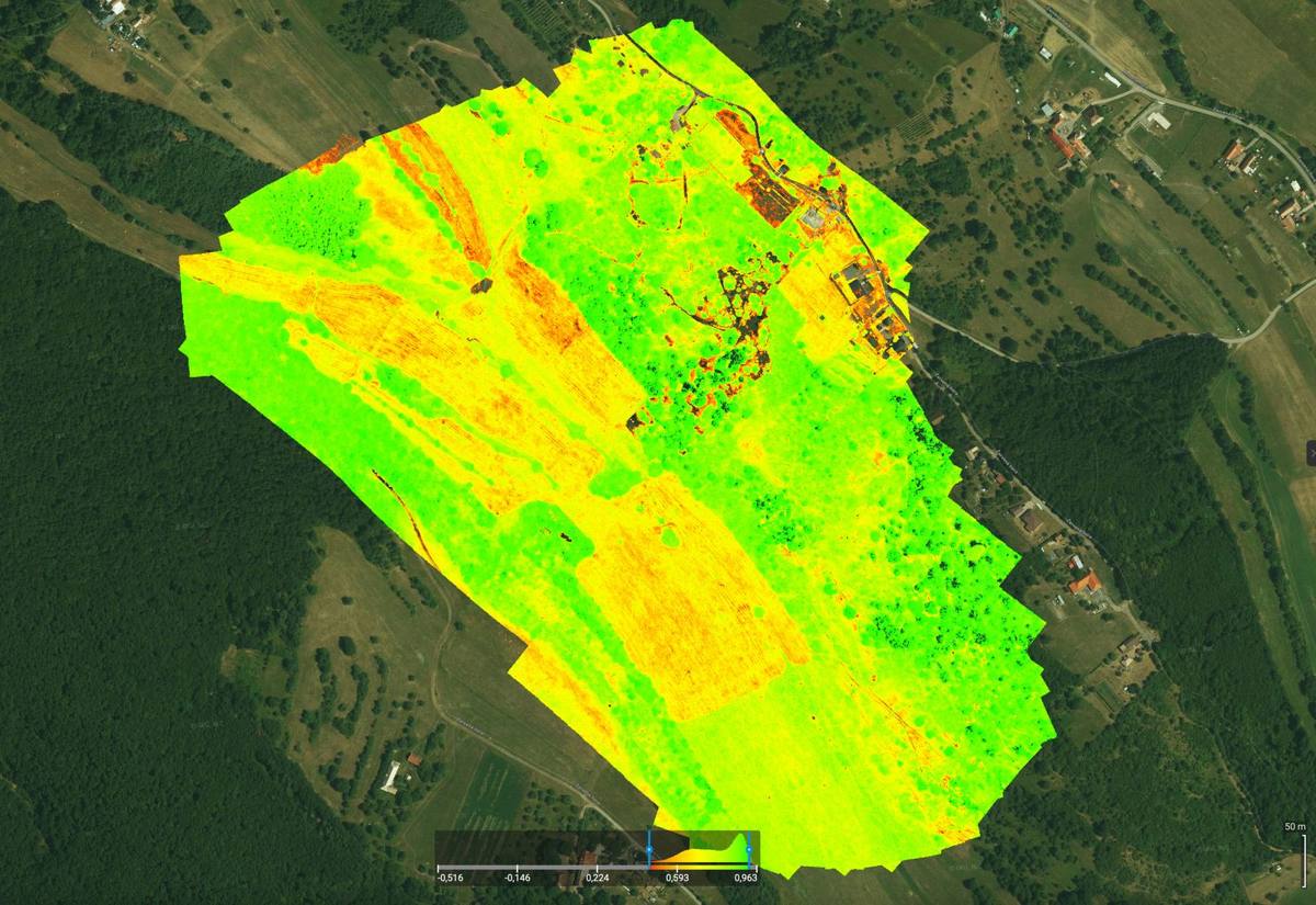 Mapa NDVI z dronu